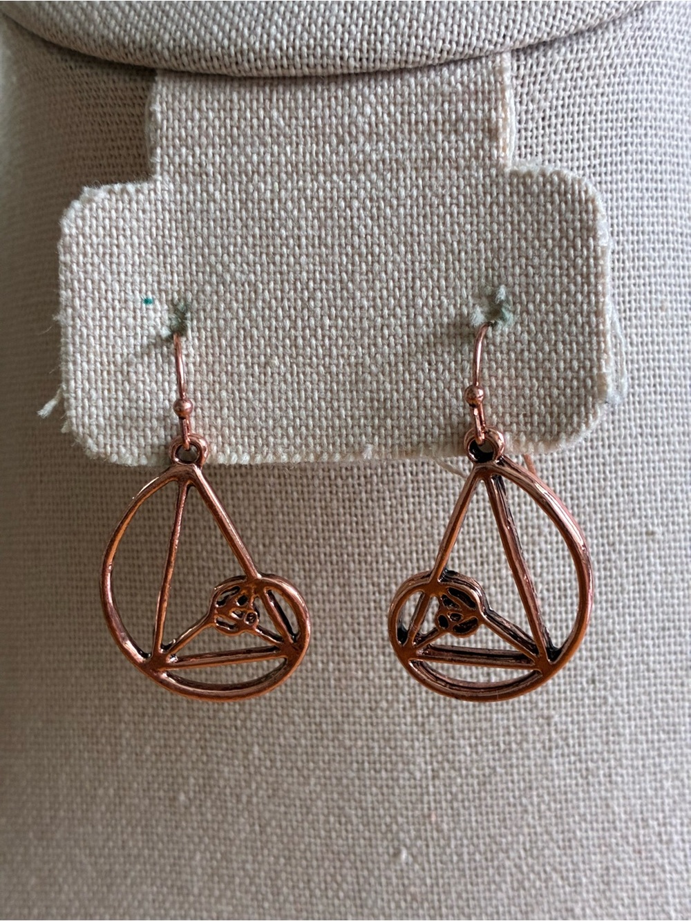 Rose Gold-Tone Geometric Drop Earrings for Women. Unbranded.